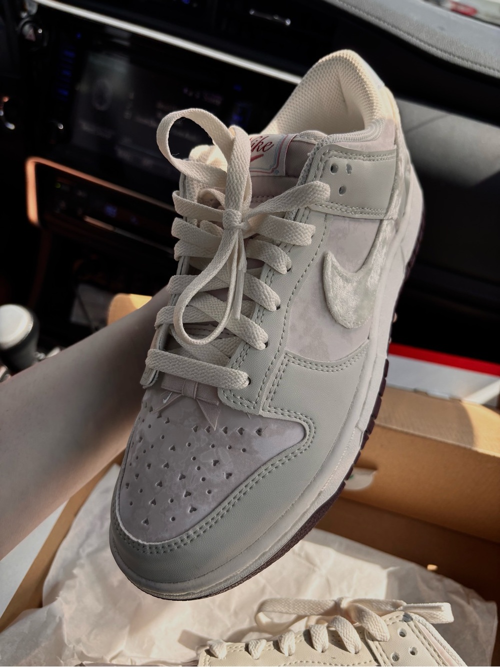 Nike Women’s Low-Top Sneakers in Cream & Dusty Pink with Velvet Swoosh - Picture 2 of 3